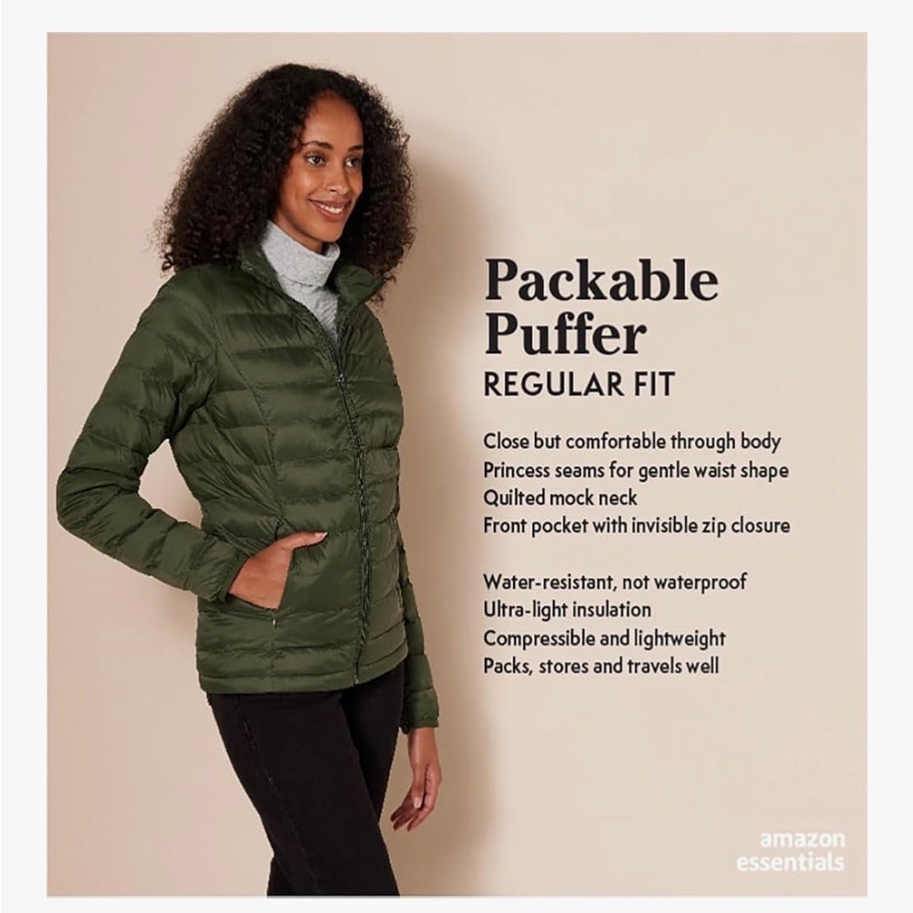 Amazon Essentials Women's Packable Puffer Jacket … - image 1